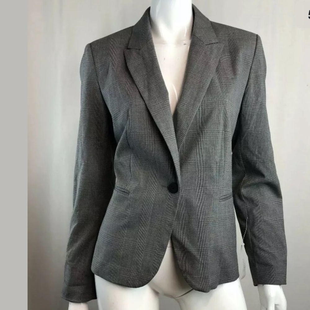 Zara Basic Plaid Stretchy One Button Blazer Jacket - image 5